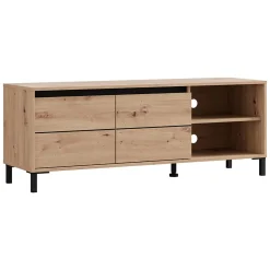 Mobile Porta tv Marrone Rovere Nodi Nero 2 Ripiani 2 Ante 138x40x52h cm, con Piedini - Cigno