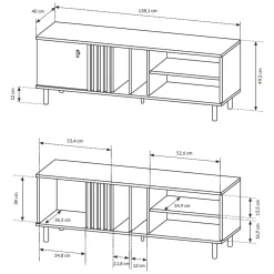 Mobili Porta Tv > Dmora Mobile Porta tv Marrone Rovere Nodi Nero 3 Ripiani Un'anta 137.5x40x57.5h cm, 4 Vani - Platania Nero, Marrone Rovere Nodi