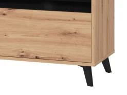 Mobili Porta Tv > Dmora Mobile Porta tv Marrone Rovere Nodi Nero 3 Ripiani Un'anta 137.5x40x57.5h cm, 4 Vani - Platania Nero, Marrone Rovere Nodi