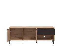 Mobili Porta Tv > Dmora Mobile Porta tv Marrone Rovere Nodi Nero un Cassetto 2 Ripiani 157x40x52.5h cm, Apertura Battente, Scorrevole - Scala Nero, Marrone Rovere Nodi