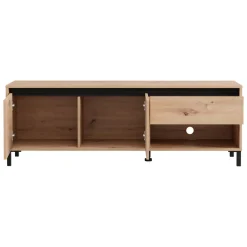 Mobili Porta Tv > Dmora Mobile Porta tv Marrone Rovere Nodi Nero un Cassetto un Ripiano 183x40x52h cm, 2 Ante - Celico Nero, Marrone Rovere Nodi