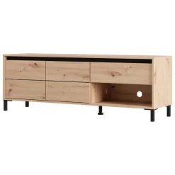 Mobili Porta Tv > Dmora Mobile Porta tv Marrone Rovere Nodi Nero un Cassetto un Ripiano 183x40x52h cm, 2 Ante - Celico Nero, Marrone Rovere Nodi
