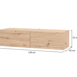 Mobile Porta tv Marrone Rovere Nodi un Ripiano 2 Ante 128x41.5x32h cm, Anta Effetto Rigato - Colico