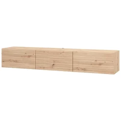 Mobile Porta tv Marrone Rovere Nodi un Ripiano 3 Ante 192x41.5x32h cm, Anta Effetto Rigato - Melazzo