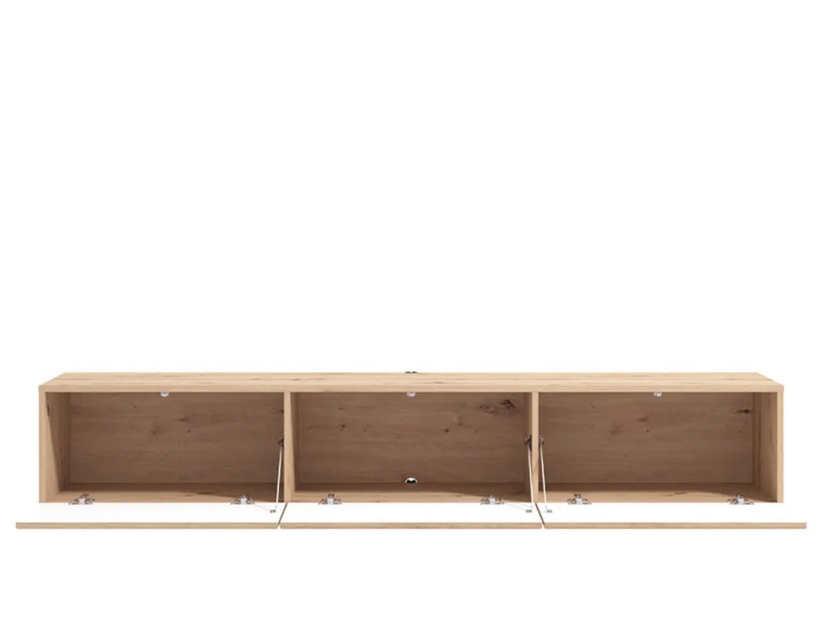 Mobile Porta tv Marrone Rovere Nodi un Ripiano 3 Ante 192x41.5x32h cm, Anta Effetto Rigato - Melazzo