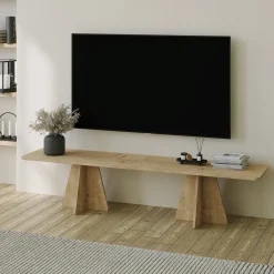 Mobile Porta tv Marrone Rovere Peso Supportato 40 kg Installazione a Terra 180x42x40h cm, Sfumatura Colore Struttura Rovere - Cairano