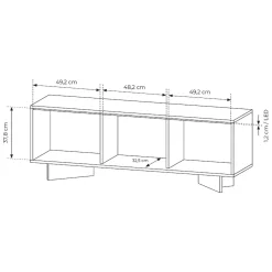 Mobili Porta Tv > Dmora Mobile Porta tv un Ripiano 4 Ante 200x38x47h cm, Angoli Arrotondati - Kaleriha Marrone Rovere