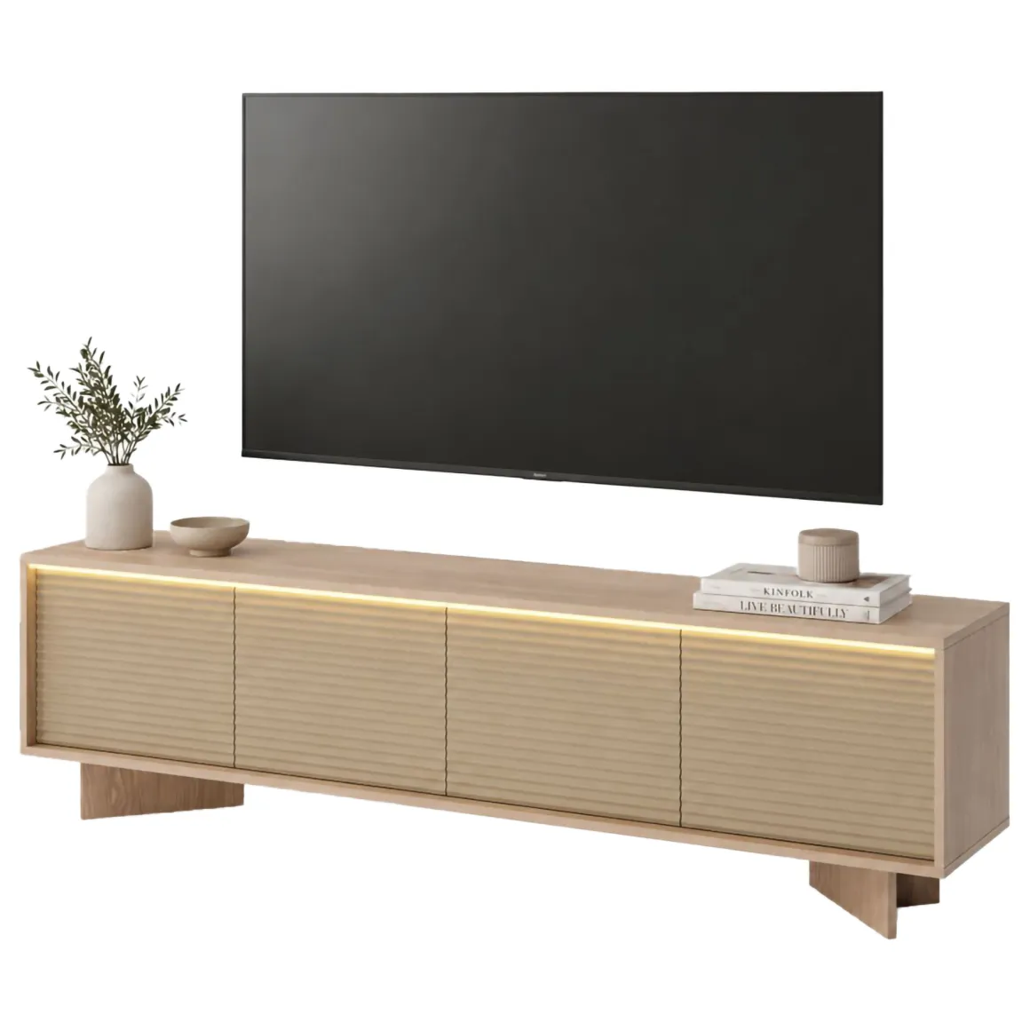 Mobili Porta Tv > Dmora Mobile Porta tv un Ripiano Apertura a Ribalta 138x41x55h cm, Un'anta - Lauria Marrone Rovere