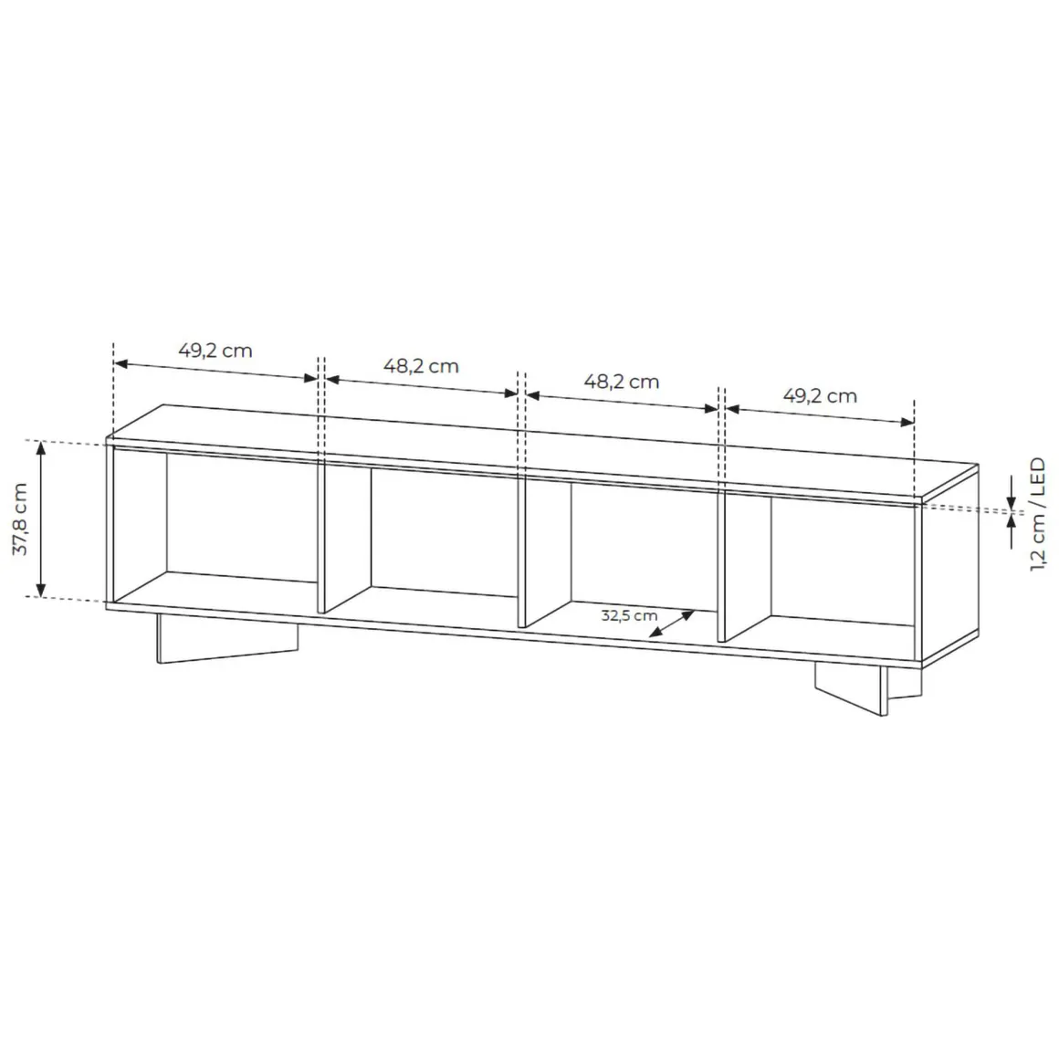 Mobili Porta Tv > Dmora Mobile Porta tv un Ripiano Apertura a Ribalta 138x41x55h cm, Un'anta - Lauria Marrone Rovere