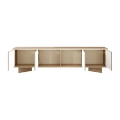 Mobili Porta Tv > Dmora Mobile Porta tv un Ripiano Apertura a Ribalta 138x41x55h cm, Un'anta - Lauria Marrone Rovere