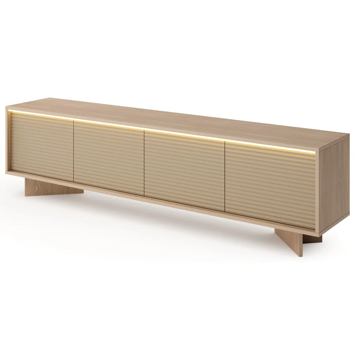 Mobili Porta Tv > Dmora Mobile Porta tv un Ripiano Apertura a Ribalta 138x41x55h cm, Un'anta - Lauria Marrone Rovere
