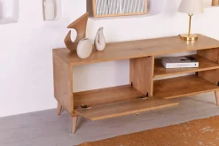 Mobili Porta Tv > Dmora Mobile Porta tv un Ripiano Apertura a Ribalta 180x41x55h cm, 2 Ante - Grassano Marrone Rovere