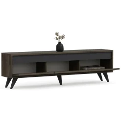 Mobile Porta tv Marrone Scuro 3 Vani 3 Ante 150x30x45h cm, Apertura a Ribalta - Romeno