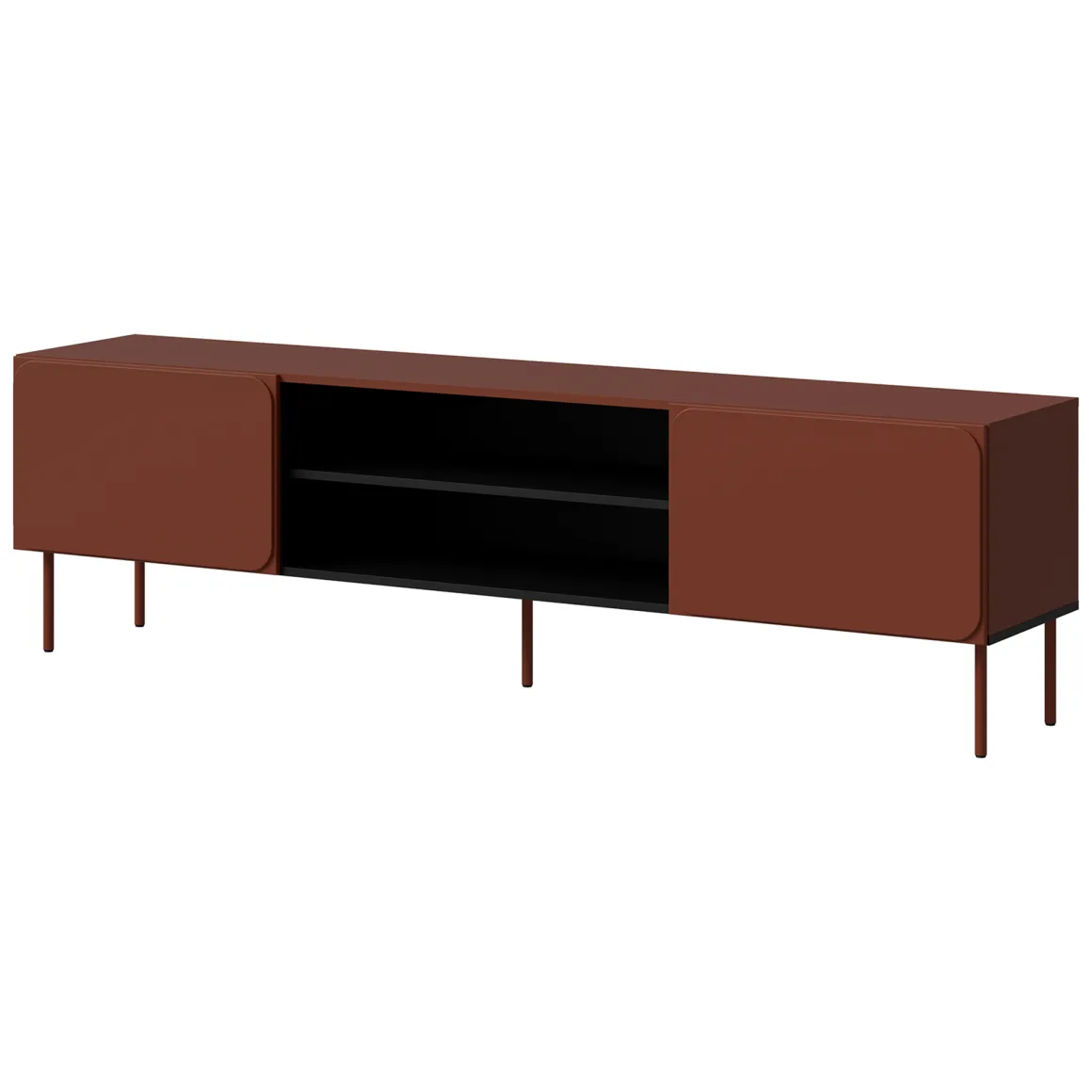Mobili Porta Tv > Dmora Mobile Porta tv un Ripiano 2 Ante 200x42x60h cm, 4 Vani - Mornago Marrone Terracotta