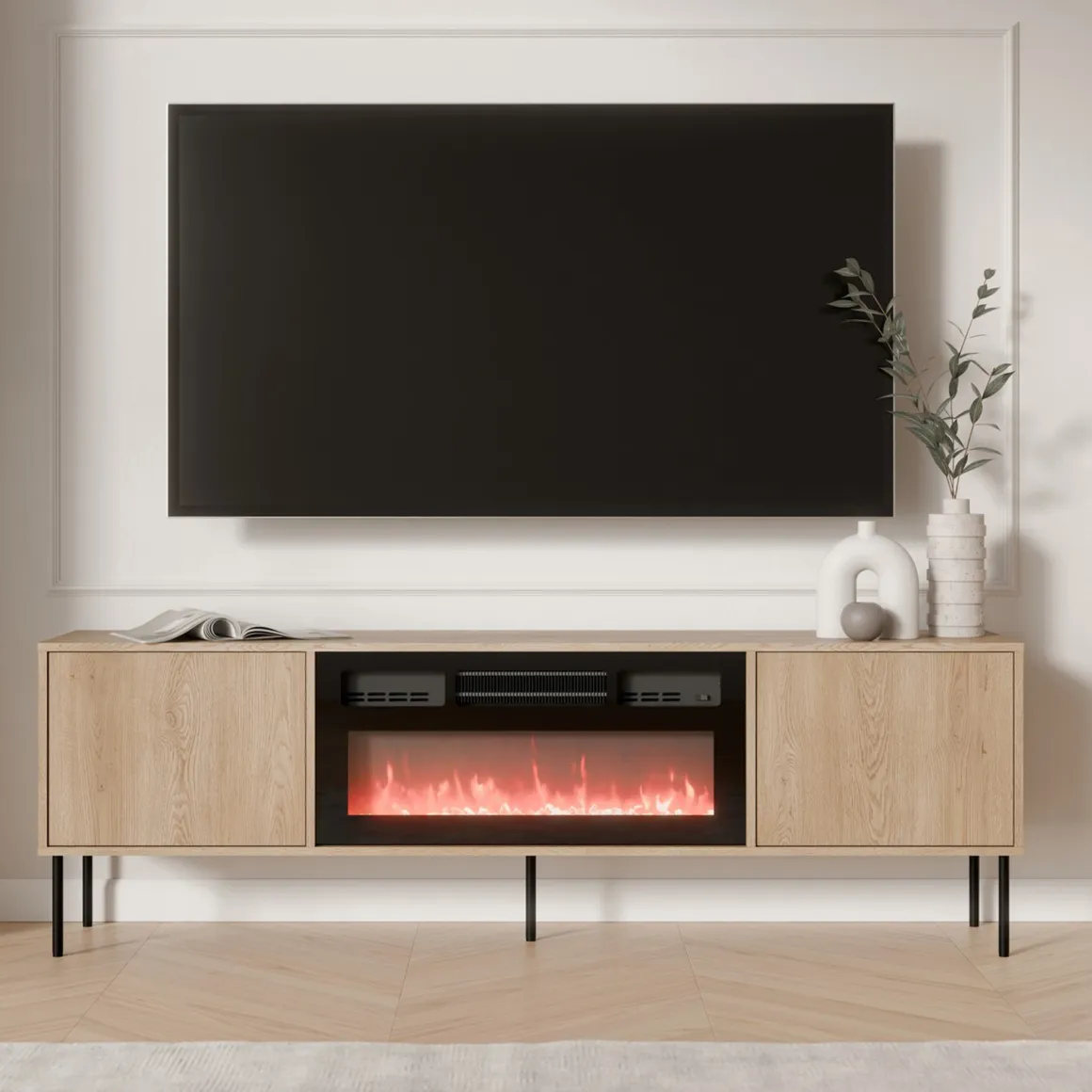 Mobili Porta Tv > Dmora Mobile Porta tv un Ripiano 2 Ante 4180x40x60h cm, con Piedini in Metallo - Rainerio Marrone