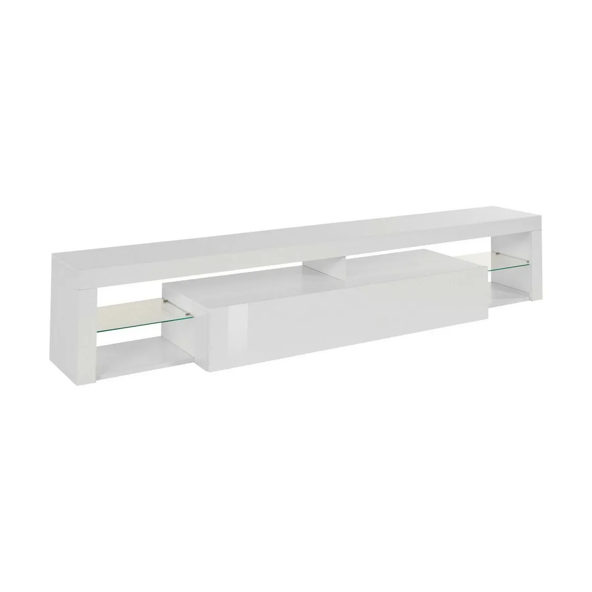Mobile porta TV Meti, 200x40h35 cm, Bianco lucido