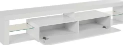 Mobile porta TV Meti, 200x40h35 cm, Bianco lucido
