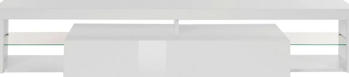 Mobile porta TV Meti, 200x40h35 cm, Bianco lucido
