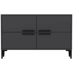 Mobile Porta tv Nero Antracite 2 Ripiani 4 Ante 120x30x75h cm, 4 Vani - Luzzi