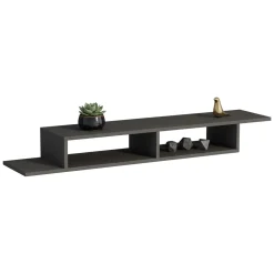 Mobile Porta tv Nero Antracite 2 Vani Peso Supportato 40 kg 120x30x18h cm, Installazione Sospeso - Ivrea