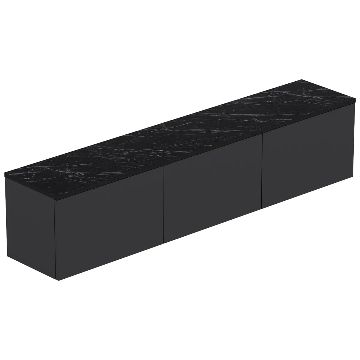 Mobili Porta Tv > Dmora Mobile Porta tv 3 Vani 3 Ante 160x32x35h cm, Apertura a Ribalta - Surrigone Nero Antracite