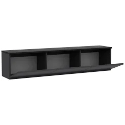 Mobili Porta Tv > Dmora Mobile Porta tv 3 Vani 3 Ante 160x32x35h cm, Apertura a Ribalta - Surrigone Nero Antracite