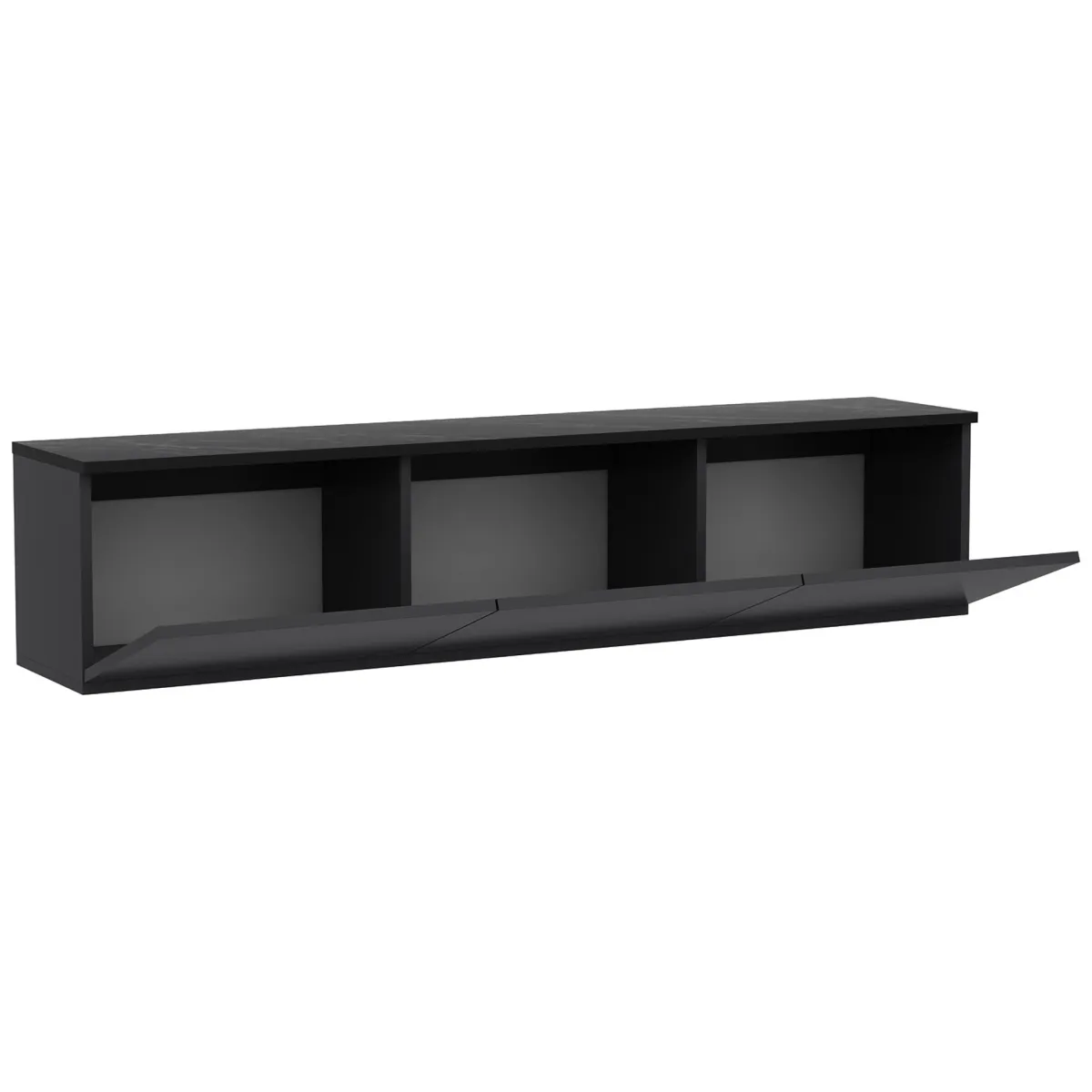 Mobili Porta Tv > Dmora Mobile Porta tv 3 Vani 3 Ante 160x32x35h cm, Apertura a Ribalta - Surrigone Nero Antracite
