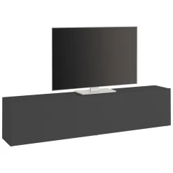Mobile Porta tv Nero Antracite Apertura a Ribalta Un'anta 180x30x40h cm, 2 Vani - Alakazam