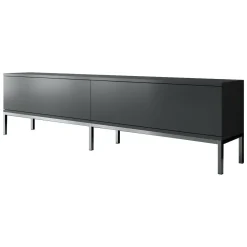Mobili Porta Tv|Salotto > Dmora Mobile Porta tv Nero Antracite Argento Cassetti un Ripiano 180x30x47h cm, 2 Ante - Espero Argento, Nero Antracite