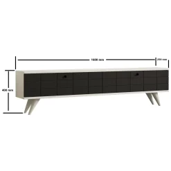 Mobile Porta tv Nero Antracite Bianco 2 Ante Apertura a Ribalta 160x25x35h cm, 2 Vani - Tresana