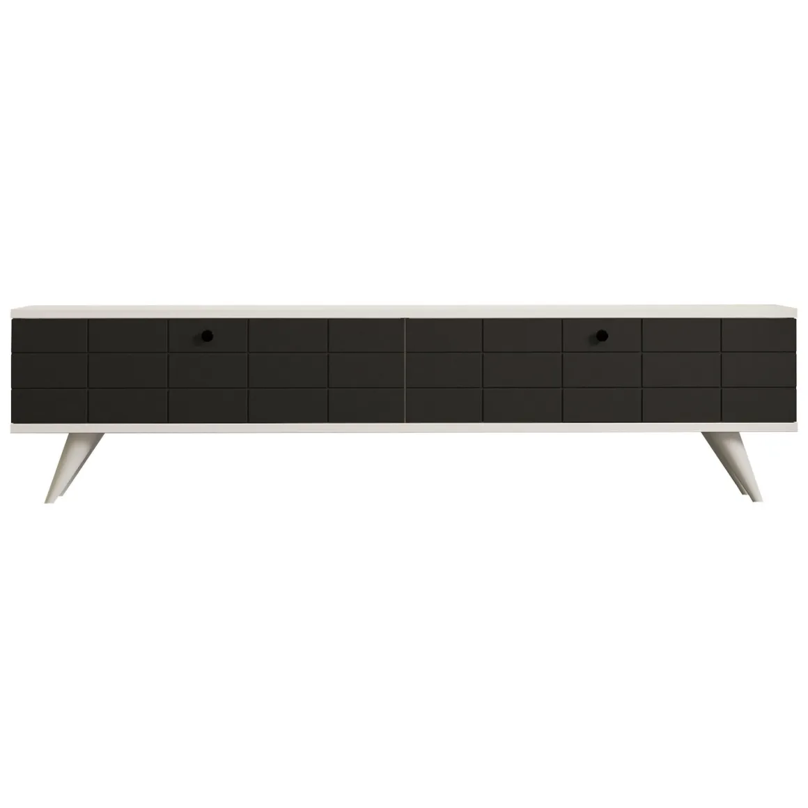 Mobile Porta tv Nero Antracite Bianco 2 Ante Apertura a Ribalta 160x25x35h cm, 2 Vani - Tresana