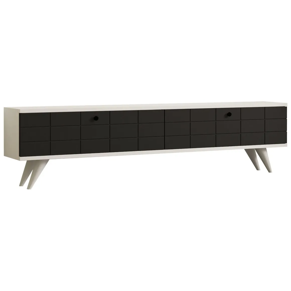 Mobile Porta tv Nero Antracite Bianco 2 Ante Apertura a Ribalta 160x25x35h cm, 2 Vani - Tresana