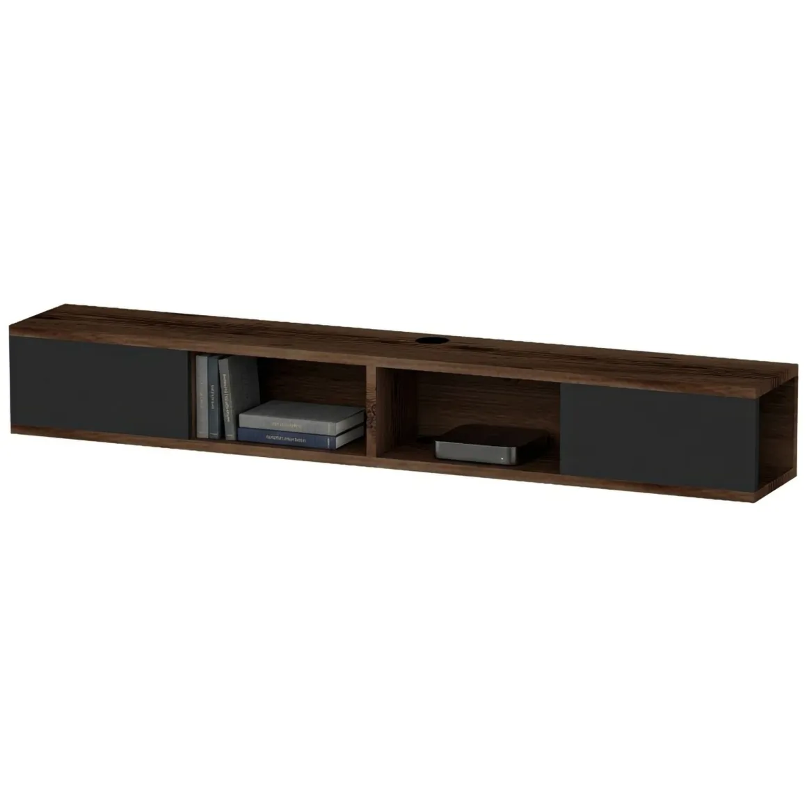 Mobile Porta tv Nero Antracite Marrone Noce 2 Ante Peso Supportato 40 kg 140x22x20h cm, Installazione Sospeso - Ispica