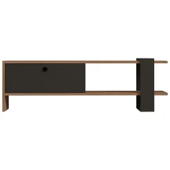 Mobili Porta Tv > Dmora Mobile Porta tv Nero Antracite Marrone Noce Un'anta Apertura a Ribalta 120x25x37h cm, 2 Vani - Taurasi Marrone Noce, Nero Antracite