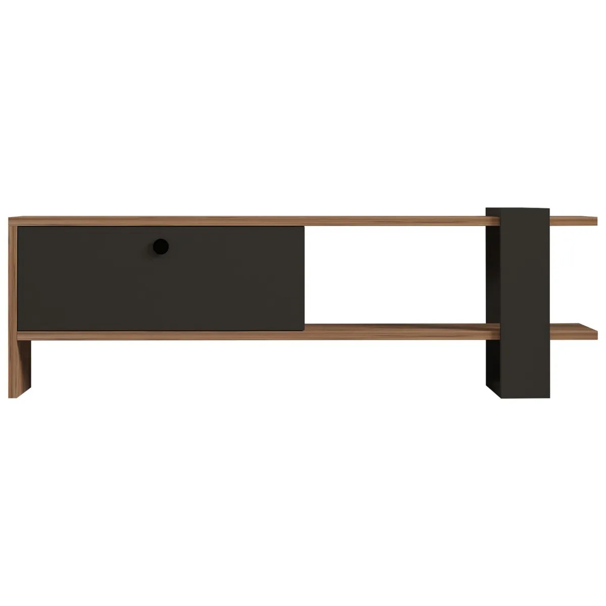 Mobili Porta Tv > Dmora Mobile Porta tv Nero Antracite Marrone Noce Un'anta Apertura a Ribalta 120x25x37h cm, 2 Vani - Taurasi Marrone Noce, Nero Antracite