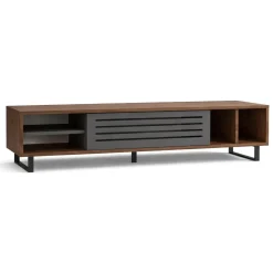 Mobile Porta tv Nero Antracite Marrone Noce un Ripiano Un'anta 160x40x35h cm, 5 Vani - Sovico