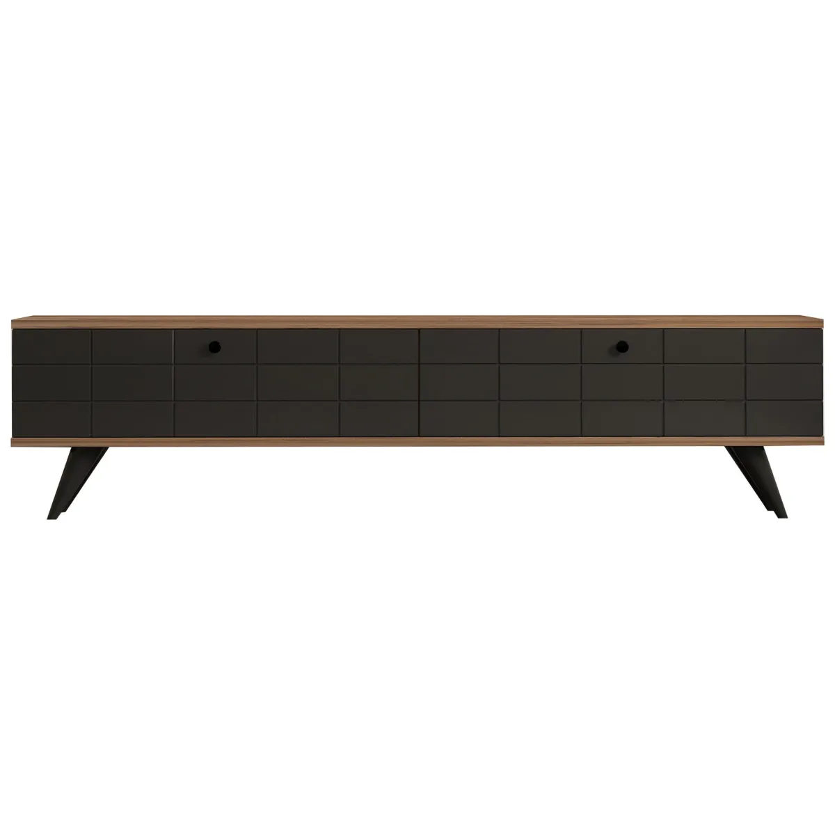 Mobili Porta Tv > Dmora Mobile Porta tv Nero Antracite Marrone Rovere 2 Ante Apertura a Ribalta 160x25x35h cm, 2 Vani - Tresana Marrone Rovere, Nero Antracite