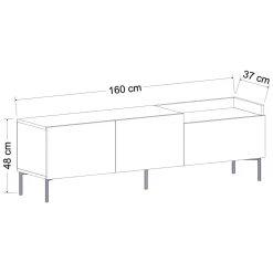 Mobile Porta tv Nero Antracite Marrone Rovere 3 Ante Apertura a Ribalta 160x37x48h cm, 3 Vani - Postal