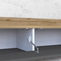 Mobile Porta tv Nero Antracite Marrone Rovere 3 Ripiani 3 Ante 200x35x30h cm, 4 Vani Made in Italy - Oxanna
