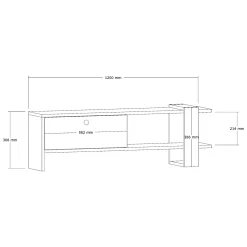 Mobile Porta tv Nero Antracite Marrone Rovere Un'anta Apertura a Ribalta 120x25x37h cm, 2 Vani - Taurasi