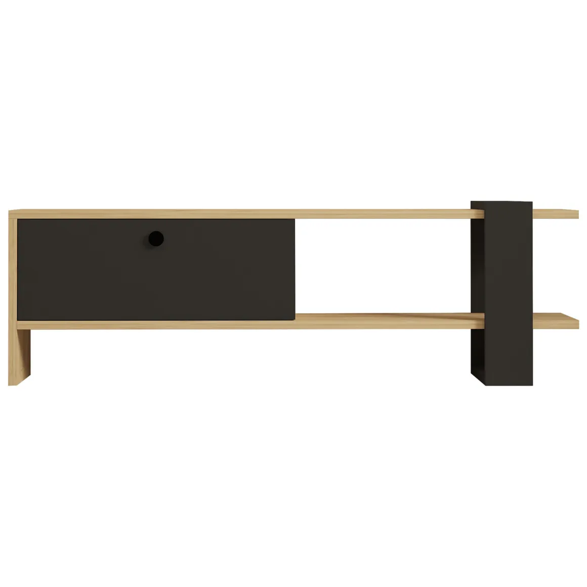 Mobile Porta tv Nero Antracite Marrone Rovere Un'anta Apertura a Ribalta 120x25x37h cm, 2 Vani - Taurasi