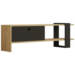 Mobile Porta tv Nero Antracite Marrone Rovere Un'anta Apertura a Ribalta 120x25x37h cm, 2 Vani - Taurasi