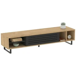 Mobili Porta Tv > Dmora Mobile Porta tv Modulabile un Ripiano 200x30x31h cm, 2 Ante - Sindia Nero Antracite