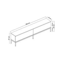 Mobile Porta tv Nero Antracite Nero Cassetti un Ripiano 180x30x47h cm, 2 Ante - Espero