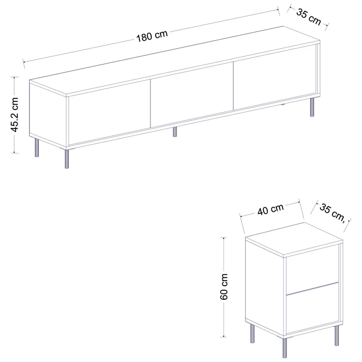 Mobile Porta tv Nero Antracite Nero Marmo 2 Ripiani 7 Vani 180x35x45h cm, 5 Ante - Cortin