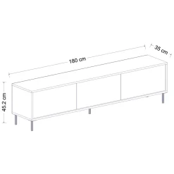 Mobili Porta Tv|Salotto > Dmora Mobile Porta tv Nero Antracite oro Cassetti un Ripiano 180x30x47h cm, 2 Ante - Espero Oro, Nero Antracite