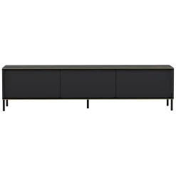 Mobili Porta Tv|Salotto > Dmora Mobile Porta tv Nero Antracite oro Cassetti un Ripiano 180x30x47h cm, 2 Ante - Espero Oro, Nero Antracite