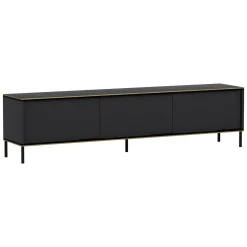Mobili Porta Tv|Salotto > Dmora Mobile Porta tv Nero Antracite oro Cassetti un Ripiano 180x30x47h cm, 2 Ante - Espero Oro, Nero Antracite