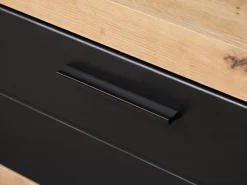 Mobili Porta Tv > Dmora Mobile Porta tv Nero Marrone Rovere Nodi 2 Ripiani Un'anta 162x41.5x43.5h cm, Ripiano in Vetro - Pompu Marrone, Nero Rovere Nodi