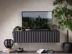 Mobile Porta tv Nero Nero Antracite un Ripiano 2 Ante 128x42x32h cm, 2 Vani - Vetto